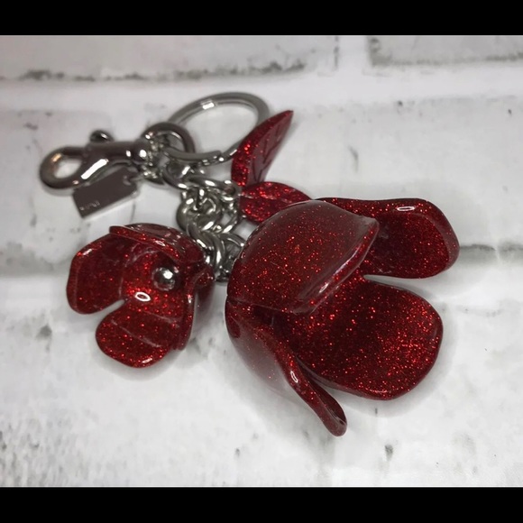**SOLD**Coach Glitter Resin Tea Rose Bag Charm - Picture 4 of 5